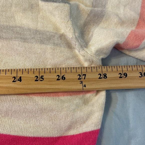 LOFT Ivory Stripe Oversized Slouchy V-Neck Sweater Casual Cozy Size Large - Picture 6 of 9